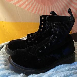 Dr. Martens Real Velvet ankle black boots